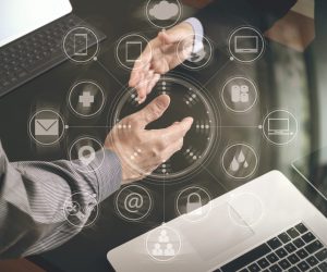 Business partnership meeting concept.photo businessmans handshake. Successful businessmen handshaking after perfect deal with virtual graph chart interface screen